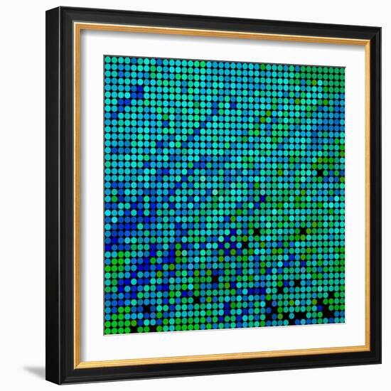 Abstract Vector Colored round Dots Background-Green Flame-Framed Art Print