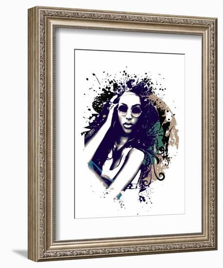 Abstract Vector Illustration with a Girl with Sunglasses-A Frants-Framed Art Print