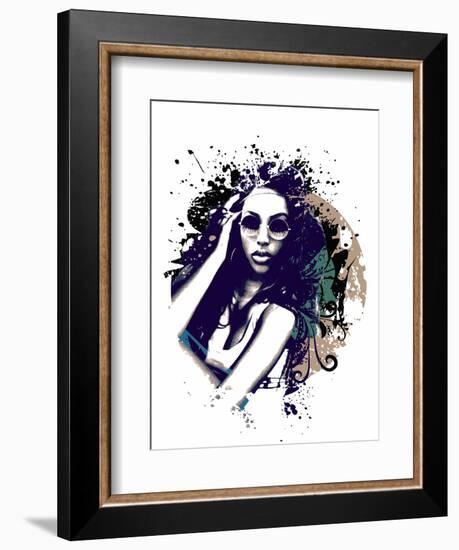 Abstract Vector Illustration with a Girl with Sunglasses-A Frants-Framed Art Print