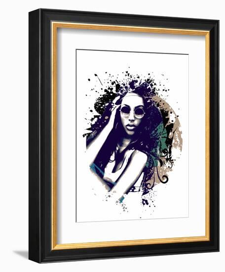 Abstract Vector Illustration with a Girl with Sunglasses-A Frants-Framed Art Print