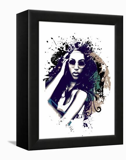 Abstract Vector Illustration with a Girl with Sunglasses-A Frants-Framed Stretched Canvas