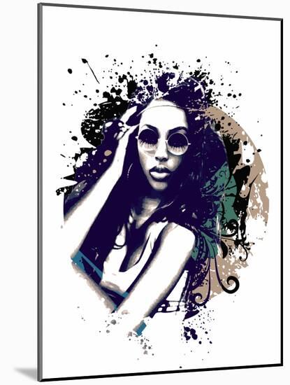 Abstract Vector Illustration with a Girl with Sunglasses-A Frants-Mounted Art Print