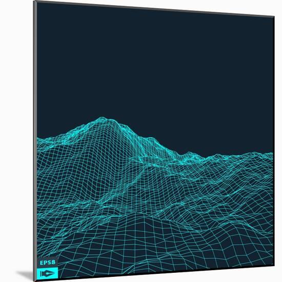 Abstract Vector Landscape Background. Cyberspace Grid. 3D Technology Vector Illustration.-Login-Mounted Art Print