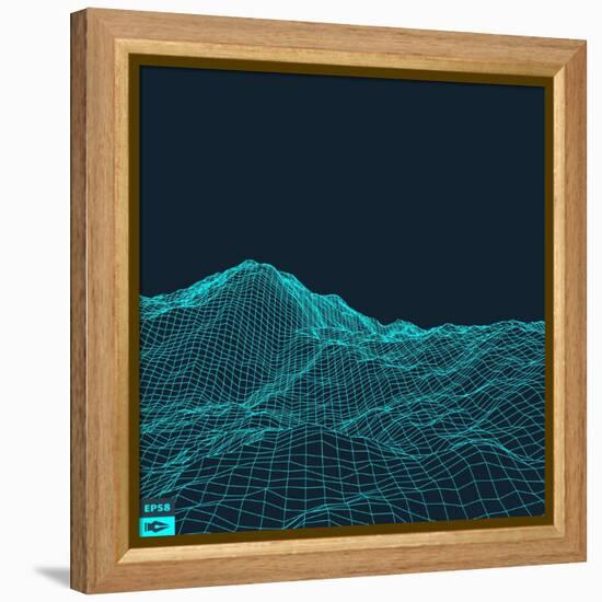 Abstract Vector Landscape Background. Cyberspace Grid. 3D Technology Vector Illustration.-Login-Framed Stretched Canvas