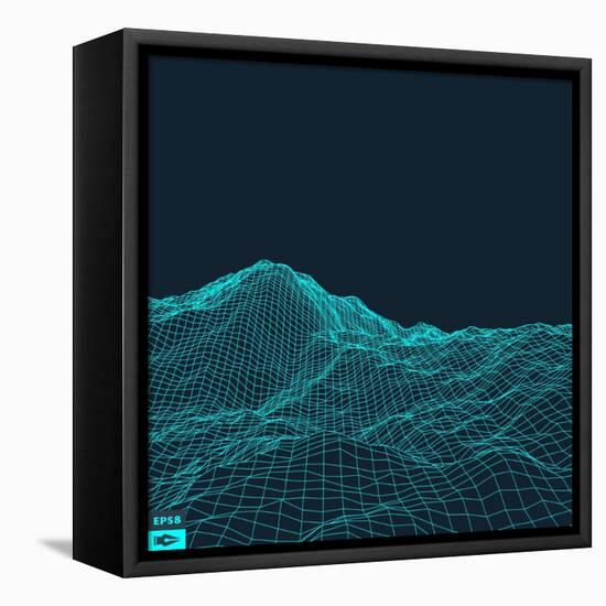 Abstract Vector Landscape Background. Cyberspace Grid. 3D Technology Vector Illustration.-Login-Framed Stretched Canvas