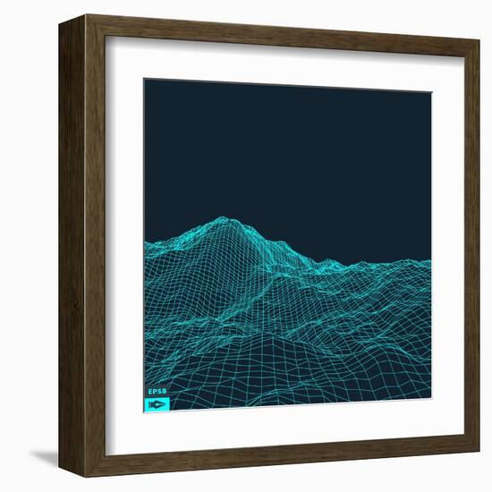 Abstract Vector Landscape Background. Cyberspace Grid. 3D Technology Vector Illustration.-Login-Framed Art Print