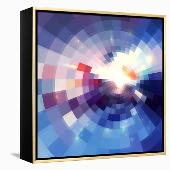 Abstract Violet Shining Circle Tunnel Background-art_of_sun-Framed Stretched Canvas