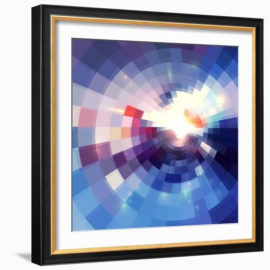 Abstract Violet Shining Circle Tunnel Background-art_of_sun-Framed Art Print