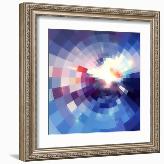 Abstract Violet Shining Circle Tunnel Background-art_of_sun-Framed Art Print