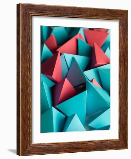 Abstract Wallpaper Consisting of Multicolored Pyramids-Abstract Oil Work-Framed Photographic Print