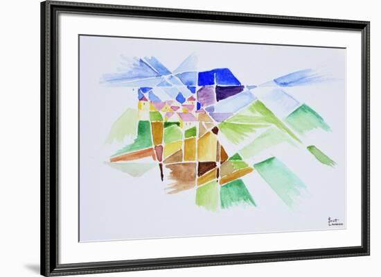 Abstract watercolor of Gourdon, Provence, France-Richard Lawrence-Framed Premium Photographic Print