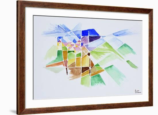 Abstract watercolor of Gourdon, Provence, France-Richard Lawrence-Framed Premium Photographic Print