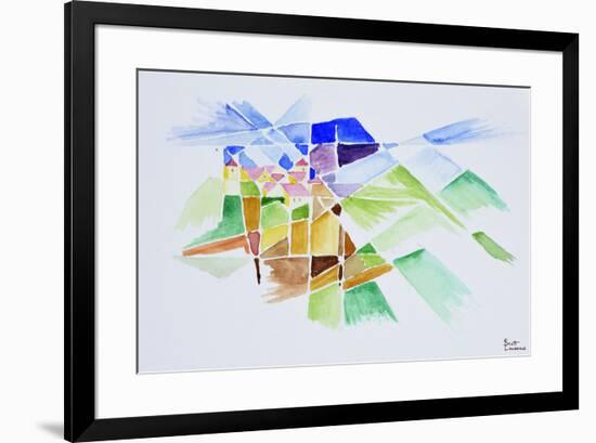 Abstract watercolor of Gourdon, Provence, France-Richard Lawrence-Framed Premium Photographic Print