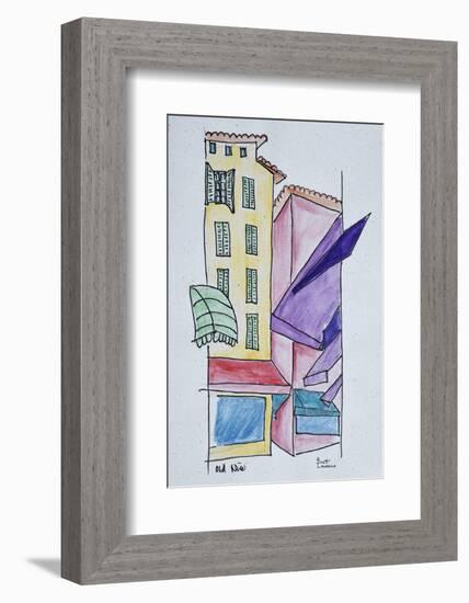 Abstract watercolor of Old Nice, Nice, France-Richard Lawrence-Framed Photographic Print