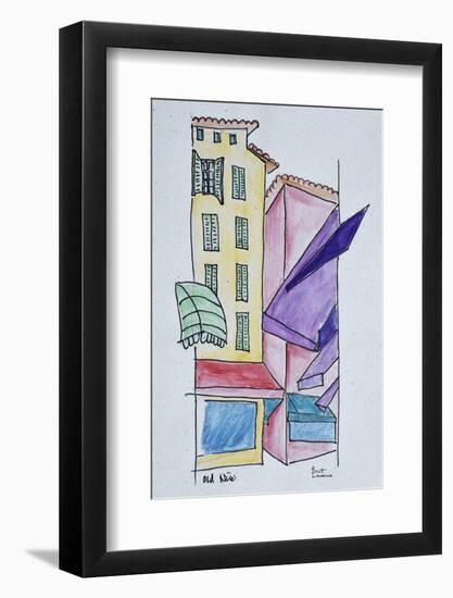 Abstract watercolor of Old Nice, Nice, France-Richard Lawrence-Framed Photographic Print