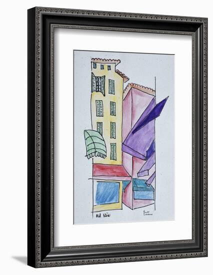 Abstract watercolor of Old Nice, Nice, France-Richard Lawrence-Framed Photographic Print