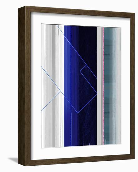 Abstract White and Dark Blue-NaxArt-Framed Art Print