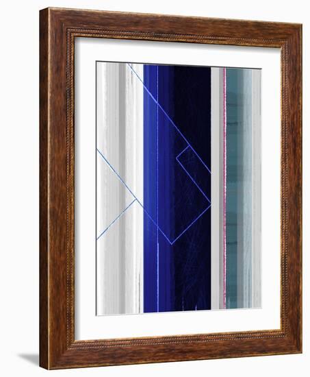 Abstract White and Dark Blue-NaxArt-Framed Art Print