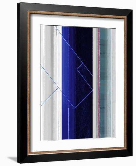 Abstract White and Dark Blue-NaxArt-Framed Art Print