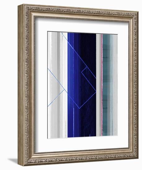 Abstract White and Dark Blue-NaxArt-Framed Art Print