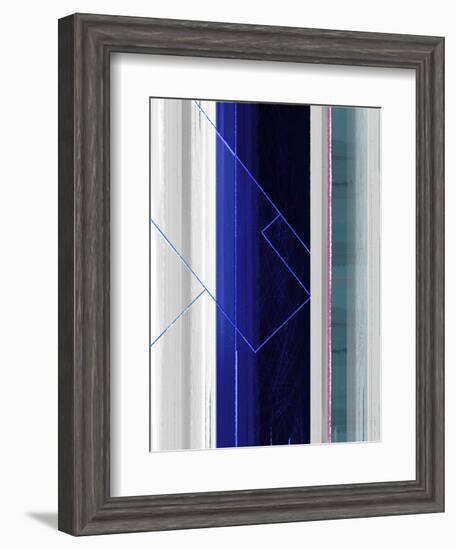 Abstract White and Dark Blue-NaxArt-Framed Art Print