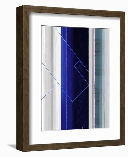 Abstract White and Dark Blue-NaxArt-Framed Art Print