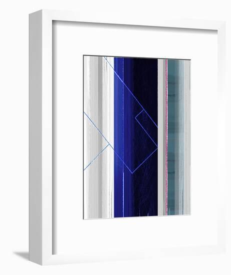 Abstract White and Dark Blue-NaxArt-Framed Art Print