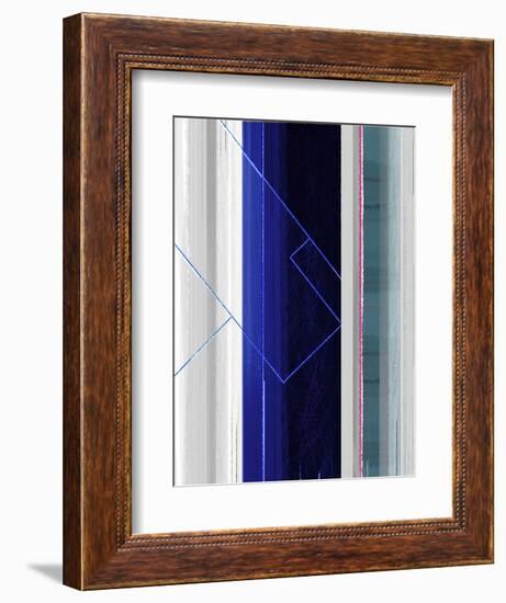 Abstract White and Dark Blue-NaxArt-Framed Art Print