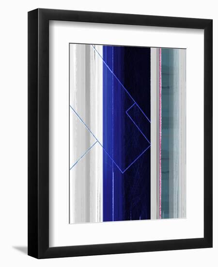 Abstract White and Dark Blue-NaxArt-Framed Art Print