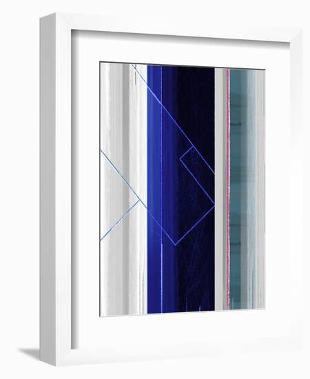 Abstract White and Dark Blue-NaxArt-Framed Art Print