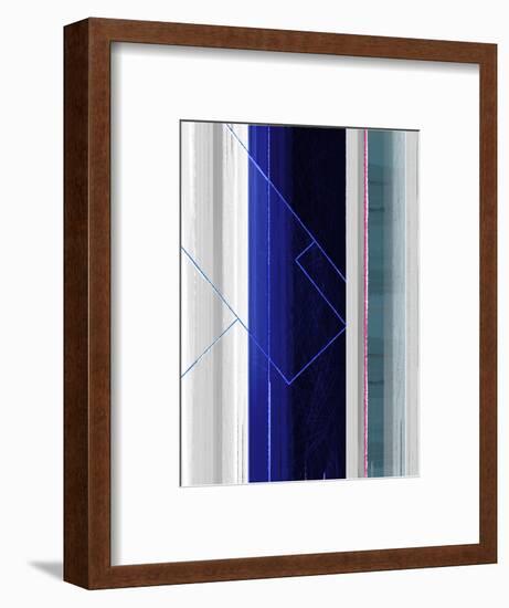 Abstract White and Dark Blue-NaxArt-Framed Art Print
