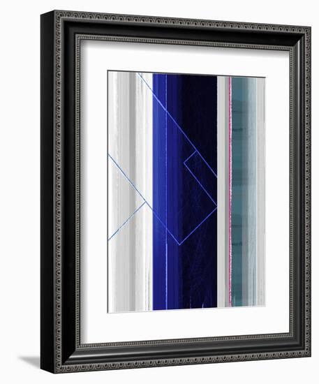 Abstract White and Dark Blue-NaxArt-Framed Art Print