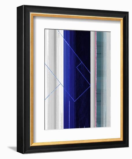 Abstract White and Dark Blue-NaxArt-Framed Art Print