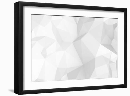 Abstract White Digital 3D Polygonal Surface Background Texture-Eugene Sergeev-Framed Art Print