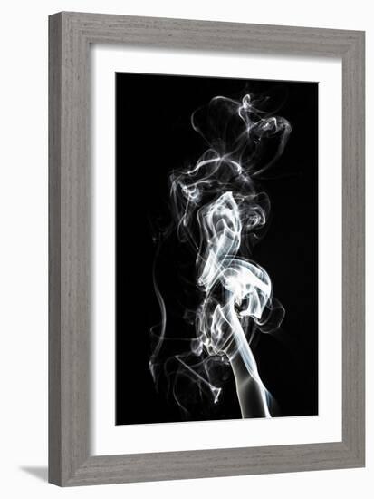 Abstract White Smoke - Seahorse-Philippe HUGONNARD-Framed Art Print