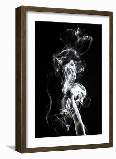 Abstract White Smoke - Seahorse-Philippe HUGONNARD-Framed Art Print