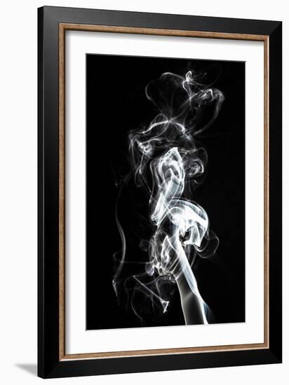 Abstract White Smoke - Seahorse-Philippe HUGONNARD-Framed Art Print