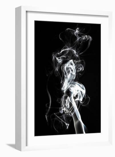 Abstract White Smoke - Seahorse-Philippe HUGONNARD-Framed Art Print