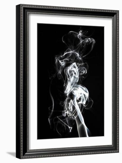 Abstract White Smoke - Seahorse-Philippe HUGONNARD-Framed Art Print