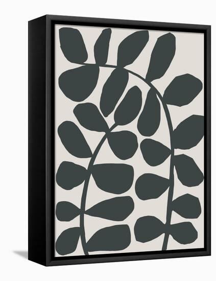 Abstract Wild Botanicals in Black and Beige-null-Framed Stretched Canvas