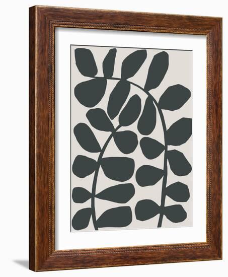 Abstract Wild Botanicals in Black and Beige-null-Framed Art Print