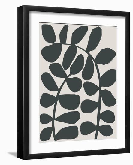 Abstract Wild Botanicals in Black and Beige-null-Framed Art Print