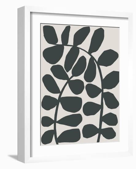 Abstract Wild Botanicals in Black and Beige-null-Framed Art Print