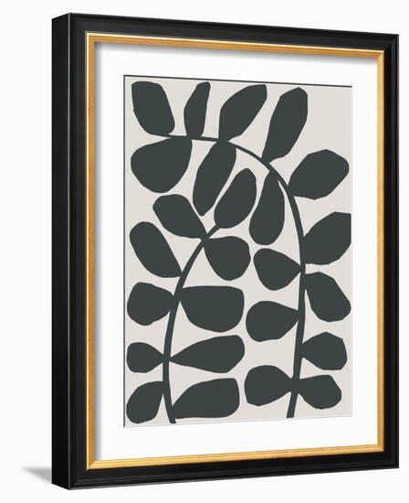 Abstract Wild Botanicals in Black and Beige-null-Framed Art Print