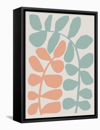 Abstract Wild Botanicals in Terracotta and Seafoam Blue-null-Framed Stretched Canvas