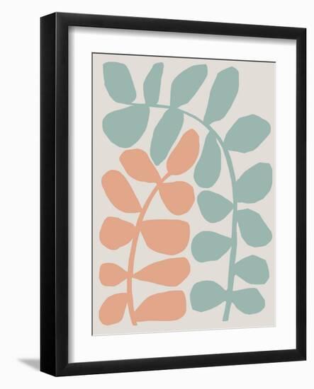 Abstract Wild Botanicals in Terracotta and Seafoam Blue-null-Framed Art Print