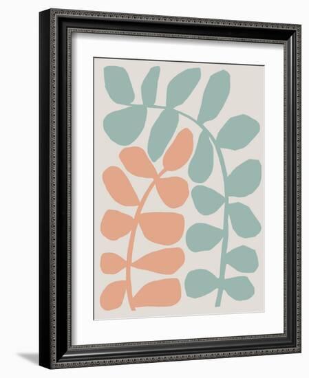 Abstract Wild Botanicals in Terracotta and Seafoam Blue-null-Framed Art Print