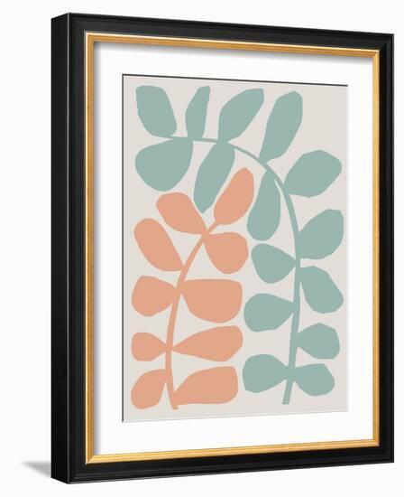 Abstract Wild Botanicals in Terracotta and Seafoam Blue-null-Framed Art Print