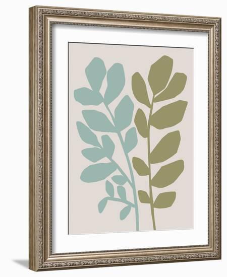 Abstract Wildflowers in Blue and Green-null-Framed Art Print