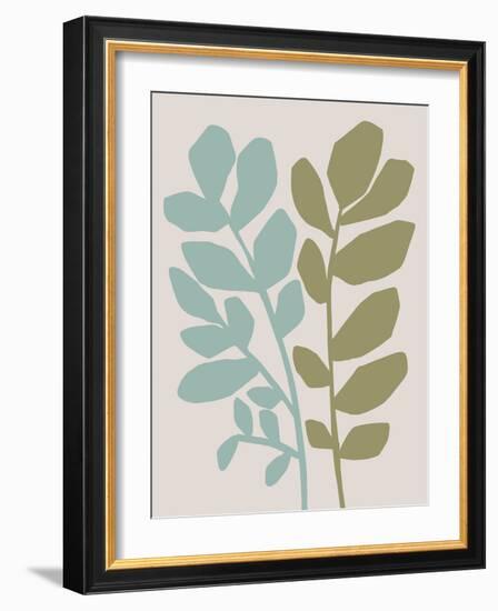 Abstract Wildflowers in Blue and Green-null-Framed Art Print